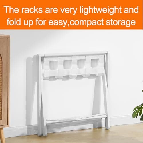 Foldable Luggage Rack Set for Hotel Guest Rooms - White (2-Pack)