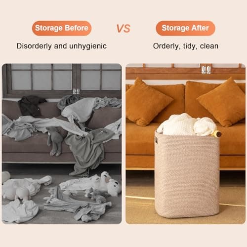OIAHOMY Large Brown Variegated Laundry Hamper Basket
