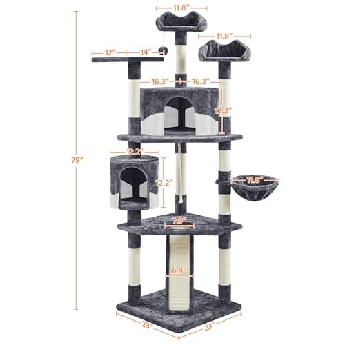 Yaheetech Dark Gray and White Multi-Level Cat Tree for Kittens and Cats - Sisal Scratching Posts and Plush Perches