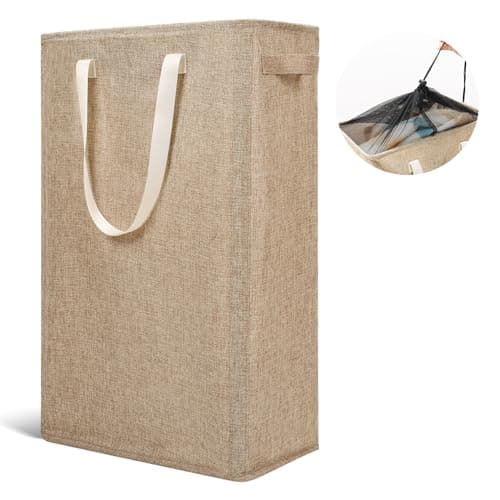 Odonata Slim Collapsible Laundry Hamper Beige 45L — Light Khaki