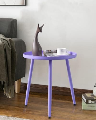 AOJEZOR Matte Black 3-Legged End Table for Small Spaces — Lavender