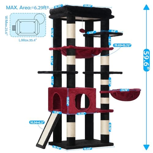 Hey-Brother Large Top Perch Cat Tree with HammockMPJ057BR