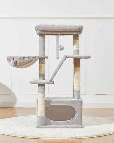 Taoqimiao Light Gray 38.2-Inch Cat Tree with Adjustable Baskets & Lux Perch MS029SW