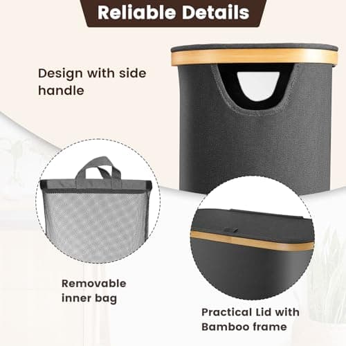 Slim Laundry Hamper with Lid for Small Spaces