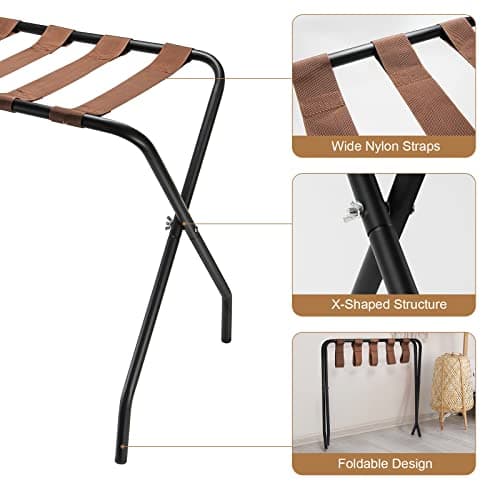 2-Pack Steel Luggage Racks for Extra Space in Guest Rooms & Bedrooms