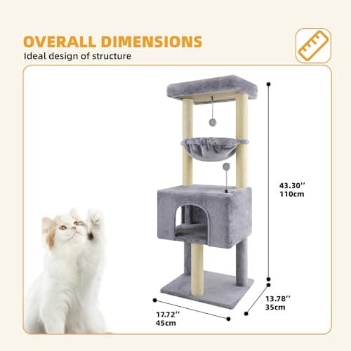 -grey multi-level cat tree tower for indoor cats