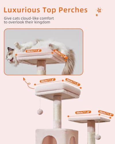 Jelly Pink Taoqimiao 61-Inch Multi-Level Cat Tree with 5 Scratching Posts