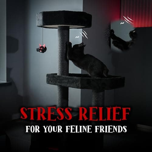 Gothic Spooky Cat Tree with Coffin Bed & Scratching Post