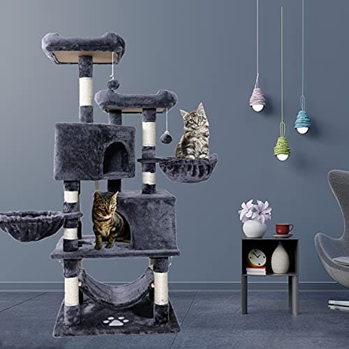 NEGTTE Multi-Level Cat Tree for Large Cats - Cat Condo & Climbing Tower