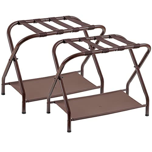 Folding Luggage Rack Set for Bedroom and Hotel - Pack of 2 — Brown