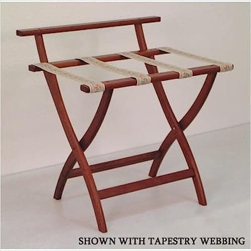 Mahogany Black Straps Wooden Mallet WallSaver Luggage Rack