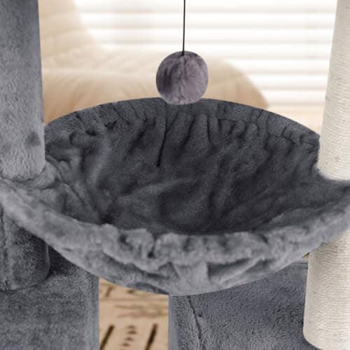 Grey Cat Tree with Condo & Scratching Post for Indoor Cats