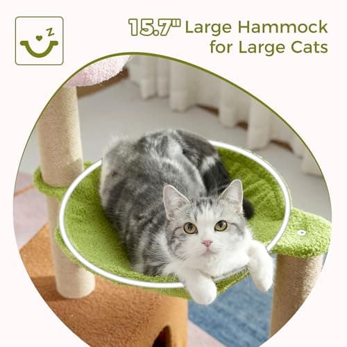 PINK 36" Cat Tree with Hammock & Scratching Post