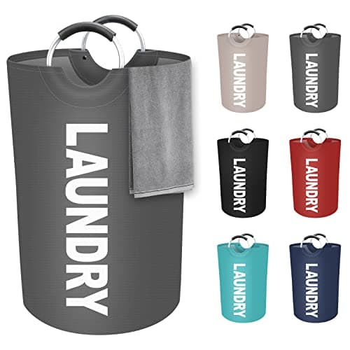 StorageRight 90L Large Dirty Clothes Hamper, Collapsible & Waterproof (Black) — Grey