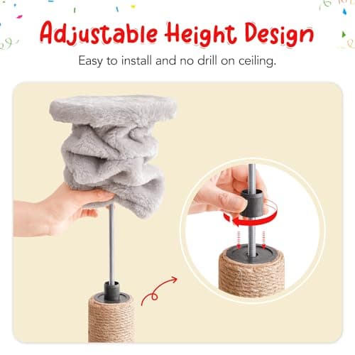 Adjustable Floor to Ceiling Cat Tower with 7 Tiers and Scratching Posts - Ideal for Indoor Cats