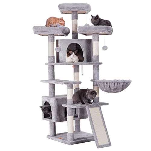 Large Cat Tree with Multi-Level Furniture for Indoor Cats — Light Gray