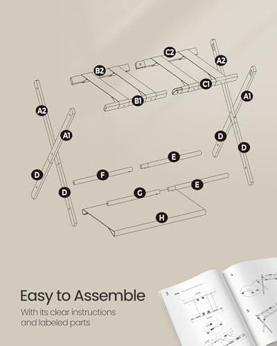 Luggage Racks for Guest Room, Set of 2, Steel Frame, Foldable - Cloud White