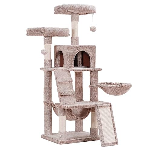 Heybly Cat Tree with Plush Perch and Scratching Board for Indoor Cats