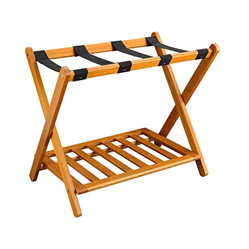 Walnut Solid Wood Casual Home Luggage Rack — Honey Oak