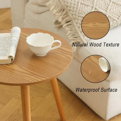 Awaseen Solid Wood Brown Living Room Side Table