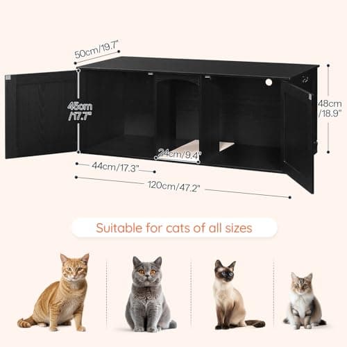 HOOBRO Black BK21MW01 Cat Litter Box Enclosure for 2 Cats
