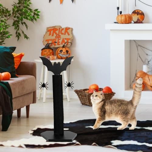 ROYALAY Black Halloween Cat Scratcher with Dangling Toys