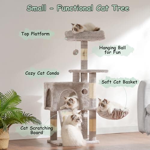 Light Gray Multi-Level Cat Tower GCT005SW with Scratching Board and Perches