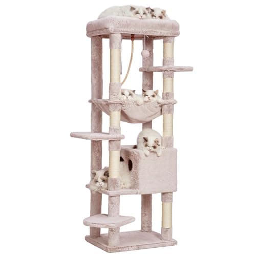Heybly Large Cat Tree for Indoor Cats 20 lbs Heavy Duty, 69 Inches XXL, Multi-Level Furniture Condo with Big Padded Plush Perch and Cozy Basket - HCT031W  
Heybly Cat Tree HCT031W for Large Cats - 20 lbs Heavy Duty, 69 Inches XXL, Multi-Level Furnitu