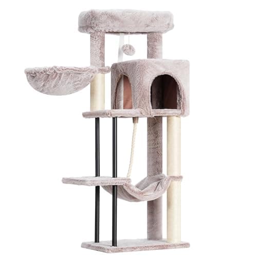 Light Gray 43.3 inch Sturdy Cat Tree Tower for Indoor Cats — Muchroom