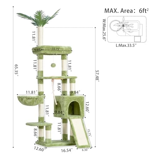 Modern 65-inch Cat Tree for Indoor Cats with Multi-Level Platforms and Scratching Posts