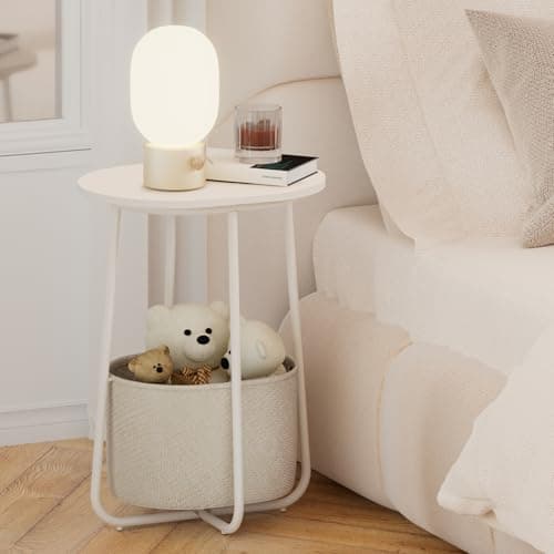 TUTOTAK White TB01BW063 Cloth Storage End Table - Living & Bed Room