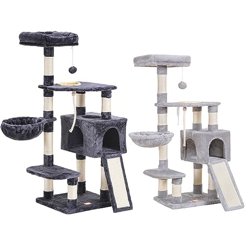Heybly Cat Tree Tower for Indoor Cats with Feeding Bowl and Scratching Board
