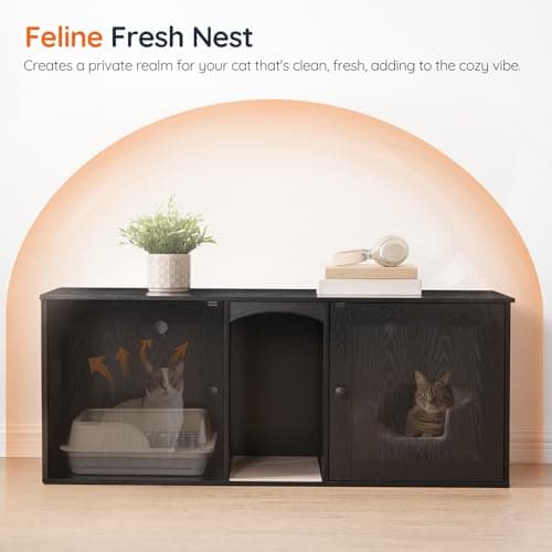 HOOBRO Black BK21MW01 Cat Litter Box Enclosure for 2 Cats