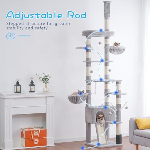 Hey-brother Tall 94.5-106.3 Inch Cat Tree for Large Cats