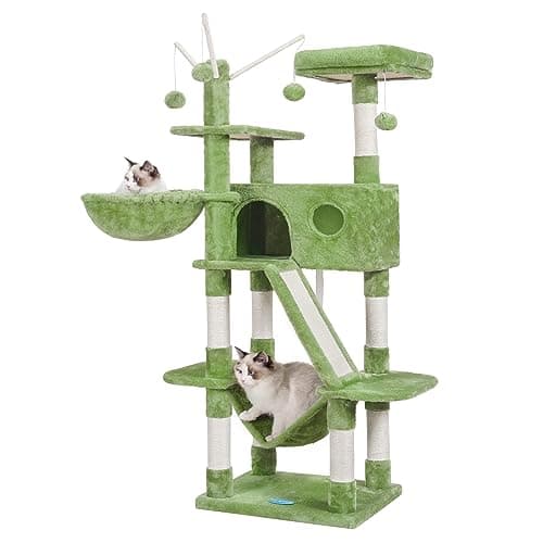 Smoky Gray MPJ019-SG Hey-Brother 53" Cat Tree for Indoor Cats — Green