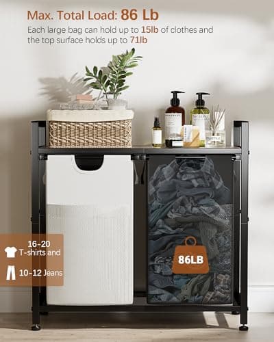 Lulive Double Laundry Hamper, 112L Sorter with Removable Bags & Handles
