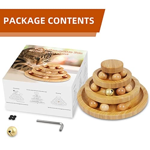 3-Level Cat Ball Tower, 9 Removable Balls, Interactive Toy - Medium Size