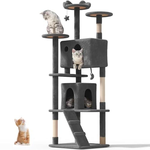 large indoor cat tree tower for big cats — Smoky Gray