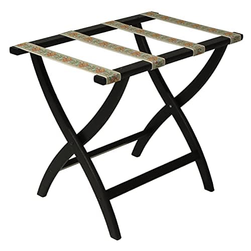 Light Oak Wooden Mallet Designer Curve Luggage Rack — Black