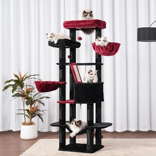 Halloween Cat Tree for Indoor Cats - 68 inch Multi-Level Cat Tower