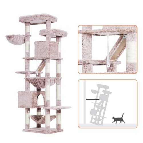 71-Inch Tall Cat Tree with Multiple Features for Indoor Cats - Medium HCT034MU