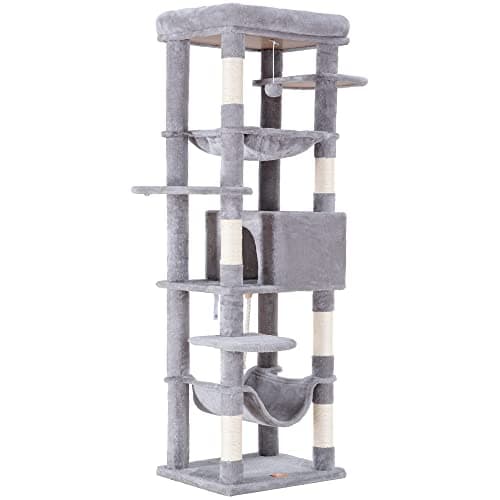 Heybly Large Cat Tree for Indoor Cats 20 lbs Heavy Duty, 69 Inches XXL, Multi-Level Furniture Condo with Big Padded Plush Perch and Cozy Basket - HCT031W  
Heybly Cat Tree HCT031W for Large Cats - 20 lbs Heavy Duty, 69 Inches XXL, Multi-Level Furnitu