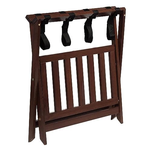 PJ Wood Folding Luggage Rack with Shoe Storage (2 Pack)