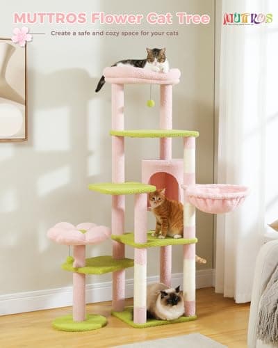 Tall Cat Tree with Hammock & Scratching Post for Large Cats