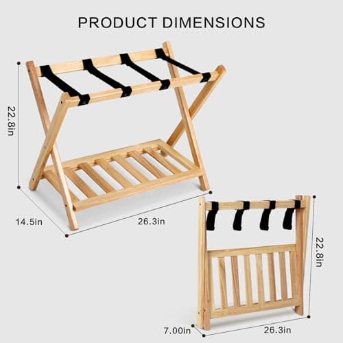 Babion 2-Tier Foldable Luggage Rack with Shelf,Heavy Duty Nylon Belts, 4 Pack