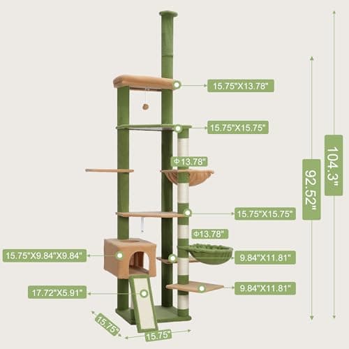 Adjustable Tall Cat Tree with Hammock and Scratching Posts