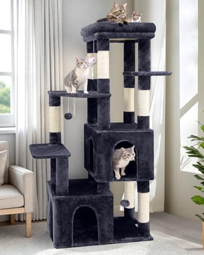 Heavy Duty F61 Cat Tower for Large Cats, Maine Coon, 61 inch Dark Grey