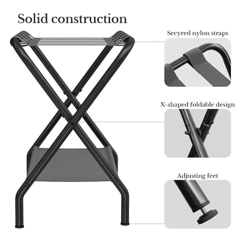 2-Pack Steel Luggage Rack with Fabric Shelf, Holds 110 lb