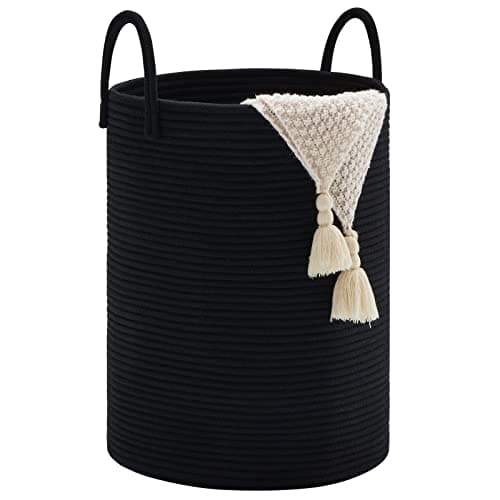 YOUDENOVA Tall 58L Jute Rope Laundry Hamper for Bedroom and Baby Nursery — Black