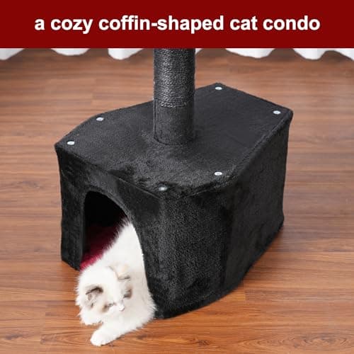 Floor to Ceiling Gothic Cat Tree with hammock - Adjustable Tall Climbing Tower for Indoor Cats